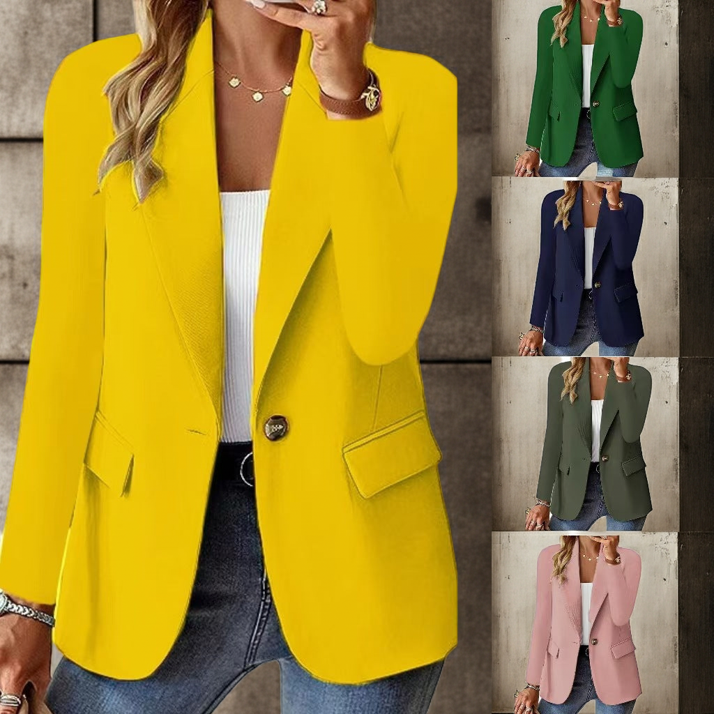 Fashion Casual Women Blazer Long-sleeved Solid Color Casual Cardigan Small Suit Jacket For Women