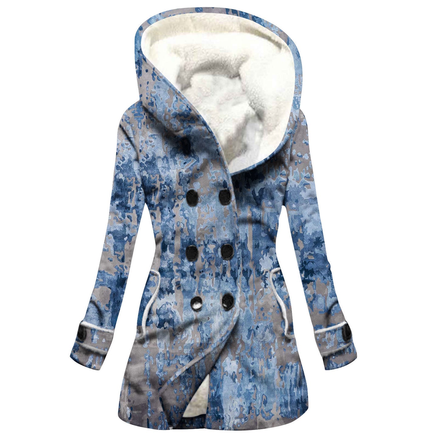 Women's Windbreaker Winter Thickened Stitching Floral Hooded