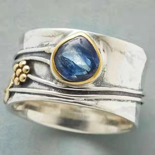 Aquamarine Ring  Water Drop Two-tone Alloy - fizzle