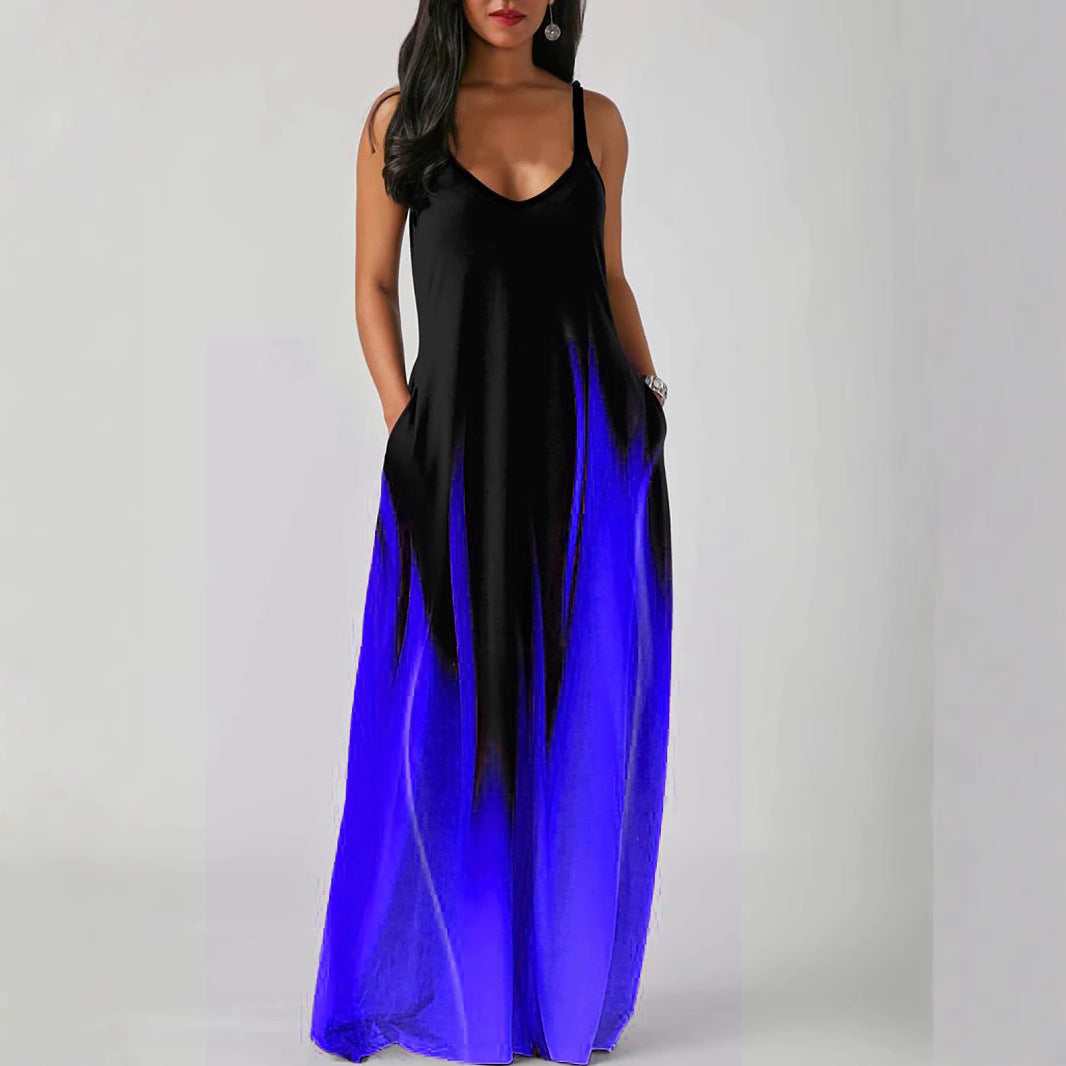 Strap-style Pocket-printed Dress