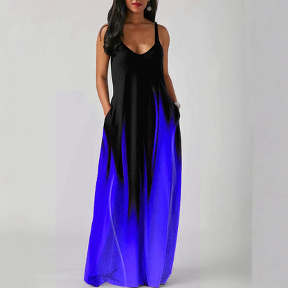 Strap-style Pocket-printed Dress