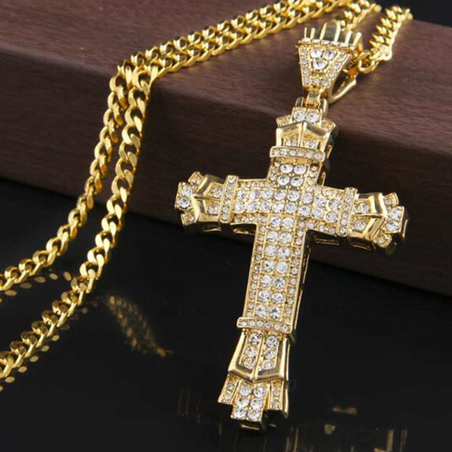 Iced Out Mens Cross Necklace - fizzle