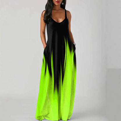 Strap-style Pocket-printed Dress