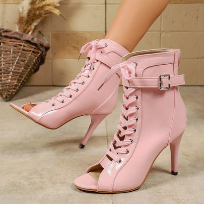 New Arrival Pointed Toe High Heel Sandals, Cross Strap Back Zipper Peep Toe Plus Size Fashion Casual Summer Ankle Booties For Women, Cross-border Versatile Style
