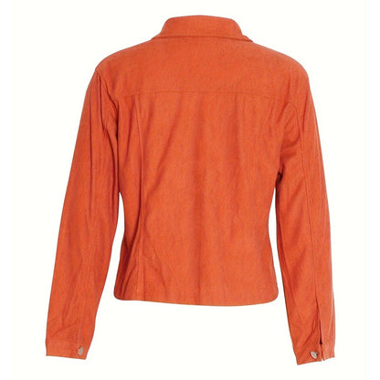 Women's Corduroy Long Sleeve Jacket - Casual Button-Up Coat With Flap Pockets, Fall & Spring Fashion Outerwear - fizzle