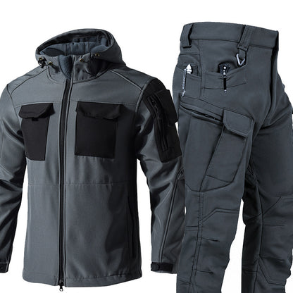 Autumn And Winter Fleece-lined Soft Shell Beetle Shell Jacket Suit - fizzle