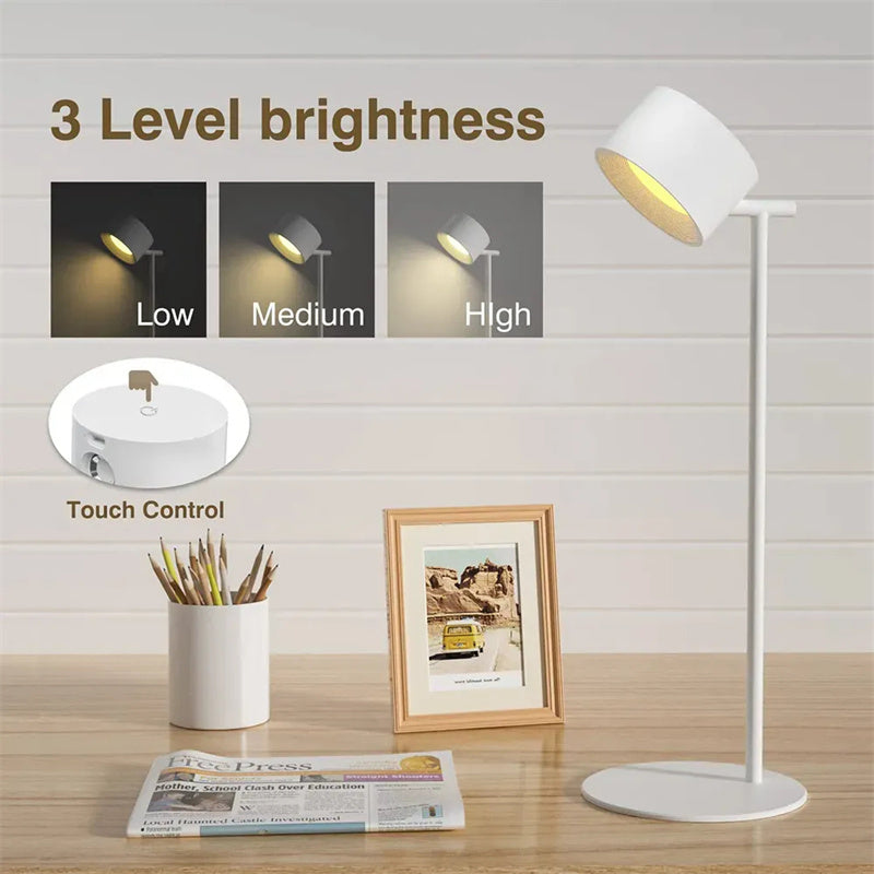 Magnetic Touchable LED USB Rechargeable Table Lamp 360 Rotate Cordless Remote Control Desk Lights Home Bedroom Wall Night Lamp - fizzle