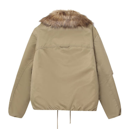 Women's Simple Detachable Fur Collar Cotton Coat - fizzle