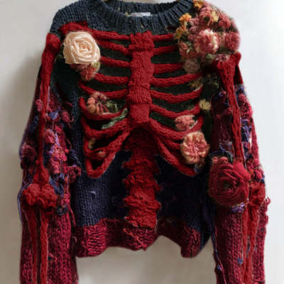 Halloween Bestseller 3D Digital-Print Womens Crew-Neck Loose Sweater