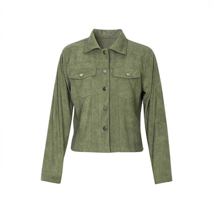 Women's Corduroy Long Sleeve Jacket - Casual Button-Up Coat With Flap Pockets, Fall & Spring Fashion Outerwear - fizzle
