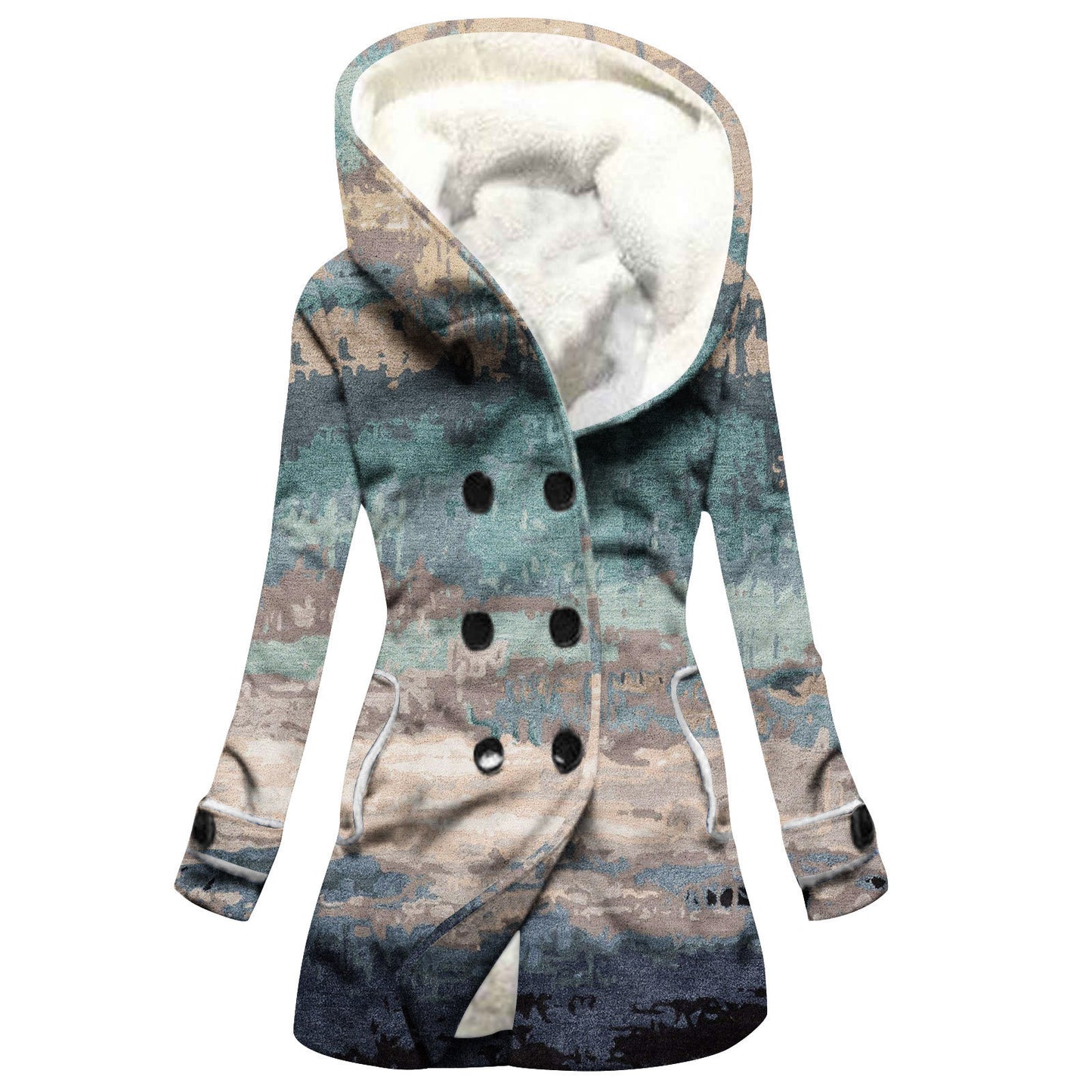 Women's Windbreaker Winter Thickened Stitching Floral Hooded