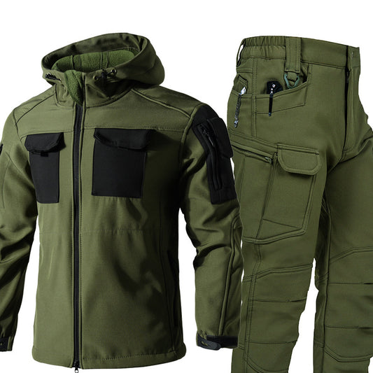 Autumn And Winter Fleece-lined Soft Shell Beetle Shell Jacket Suit - fizzle
