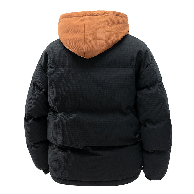 Men's Loose Casual Hooded Warm Fake Two-piece Cotton Jacket