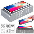 LED Electric Alarm Clock With Wireless Charger Desktop Digital  Thermometer Clock HD Mirror Clock  4c4