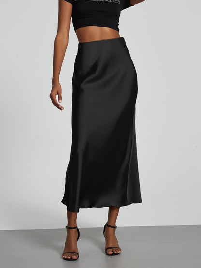 European And American Style Elegant Texture Satin Slimming Straight Mid-length Skirt - fizzle