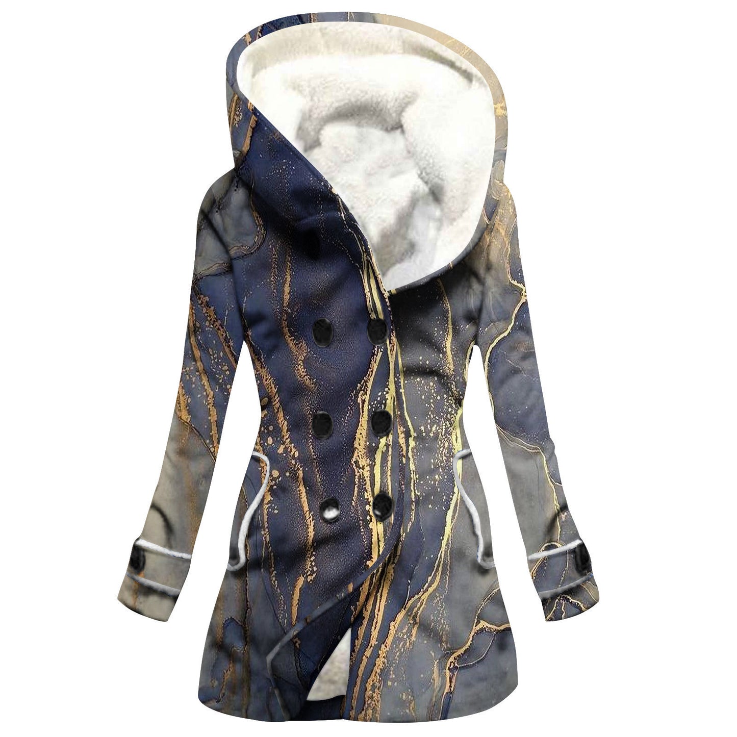 Women's Windbreaker Winter Thickened Stitching Floral Hooded