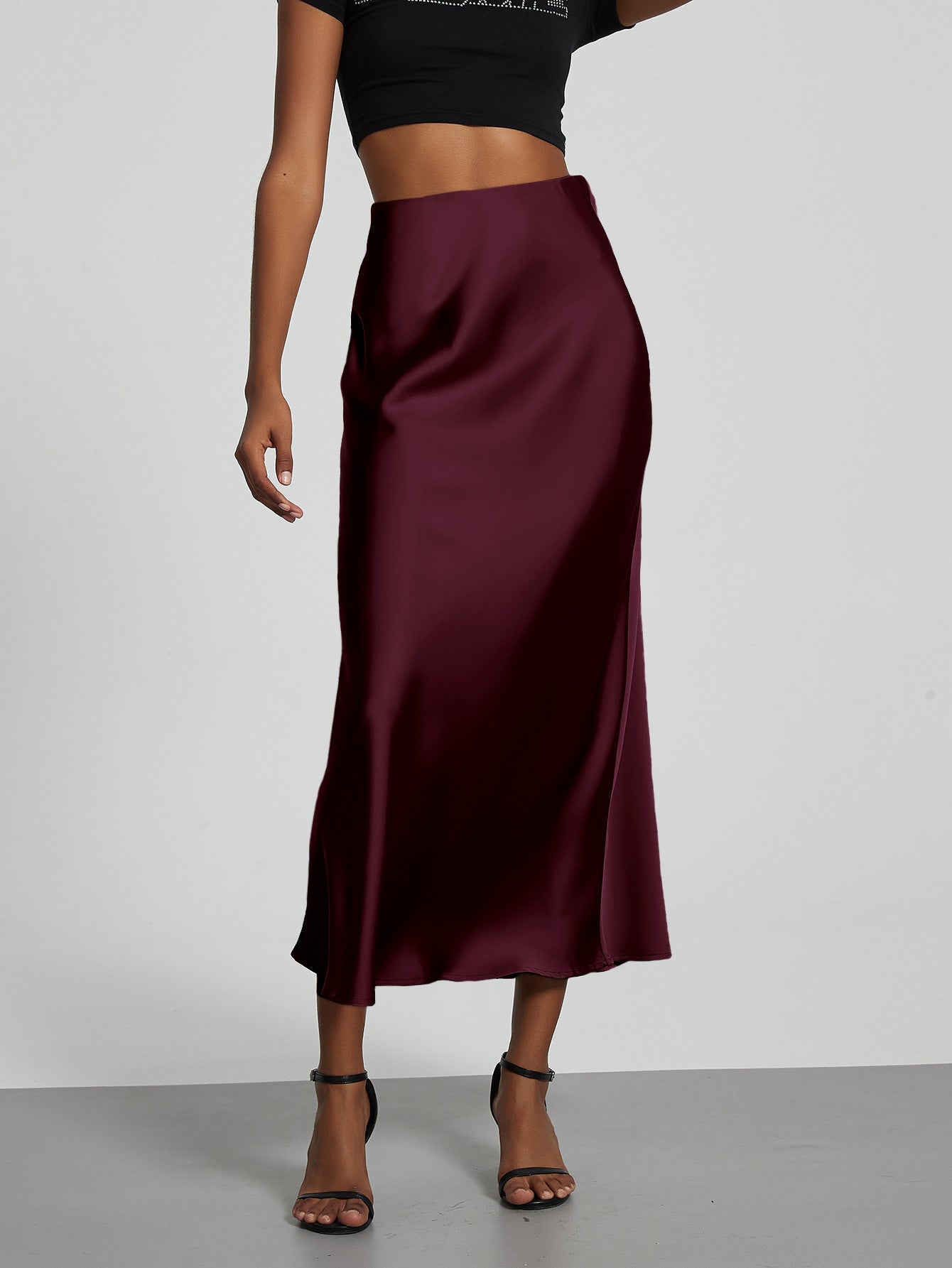European And American Style Elegant Texture Satin Slimming Straight Mid-length Skirt - fizzle
