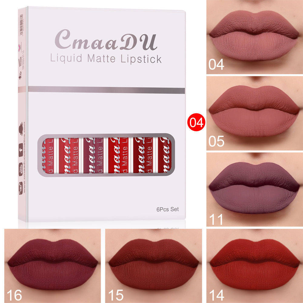 6 Boxes Of Matte Non-stick Cup Waterproof Lipstick Long Lasting Lip Gloss - fizzle