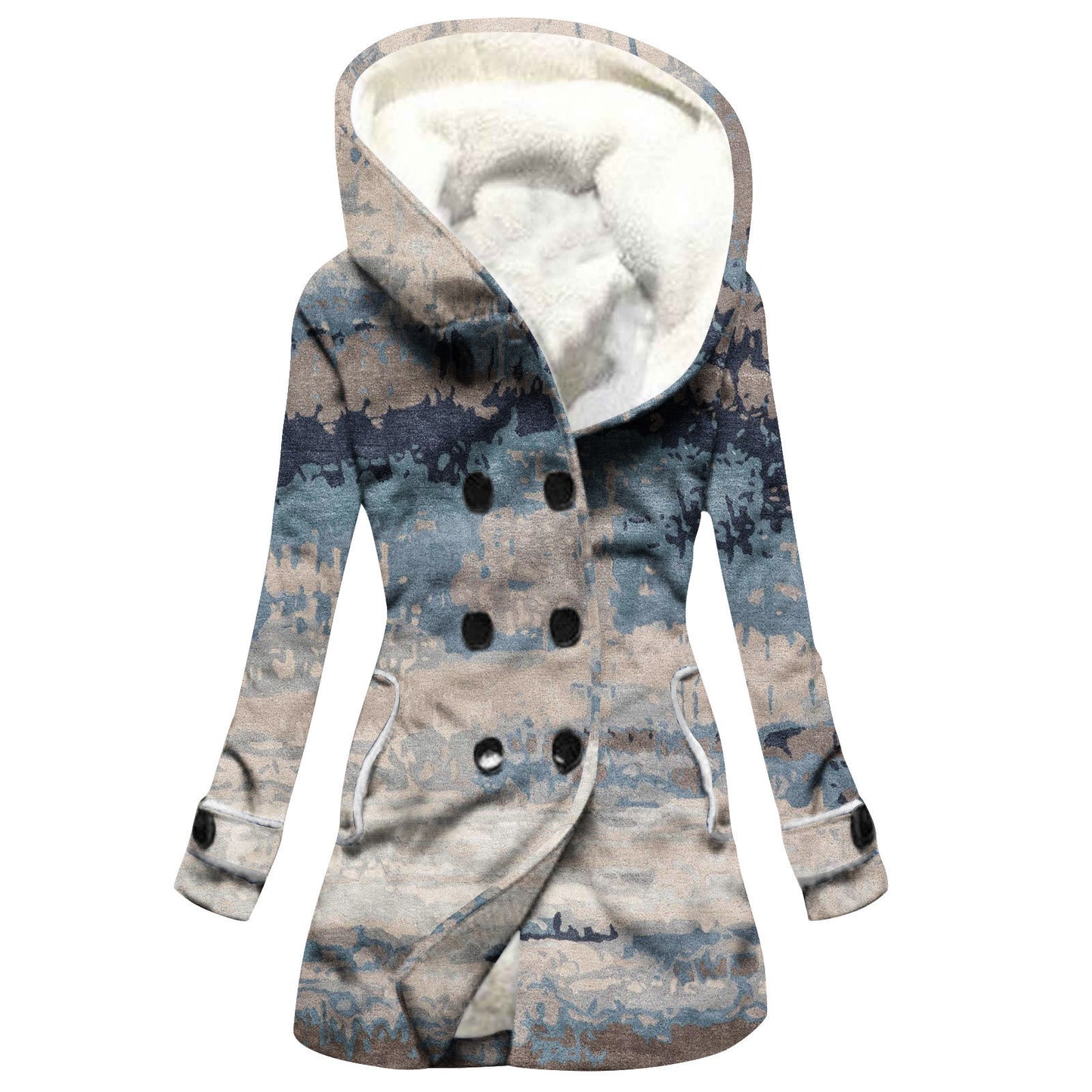 Women's Windbreaker Winter Thickened Stitching Floral Hooded