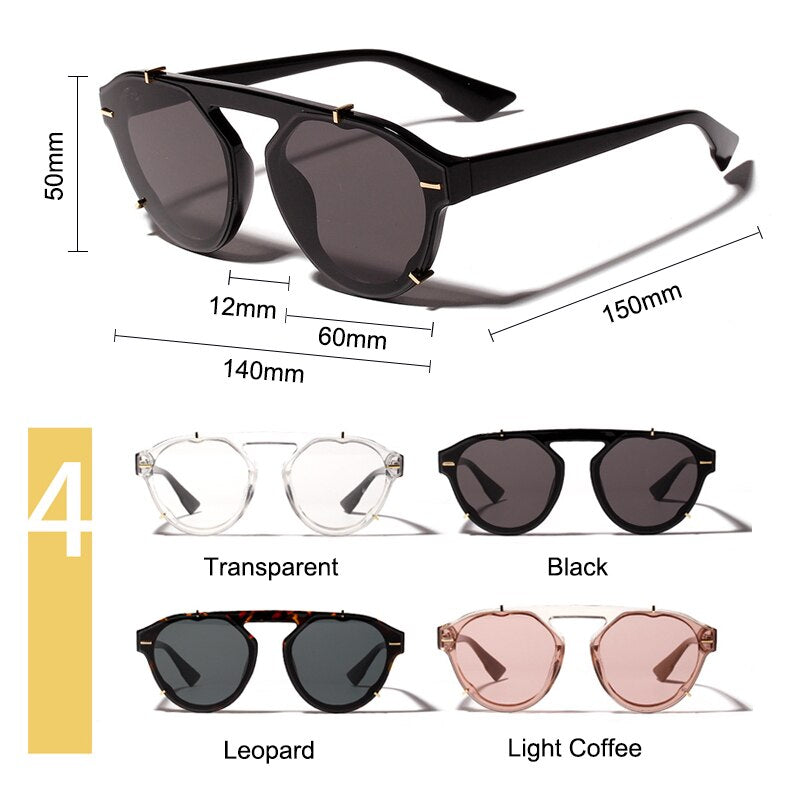 Ladies sunglasses new wave retro Korean version round frog mirror big box sunglasses - fizzle