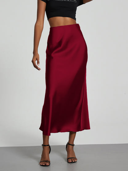European And American Style Elegant Texture Satin Slimming Straight Mid-length Skirt - fizzle