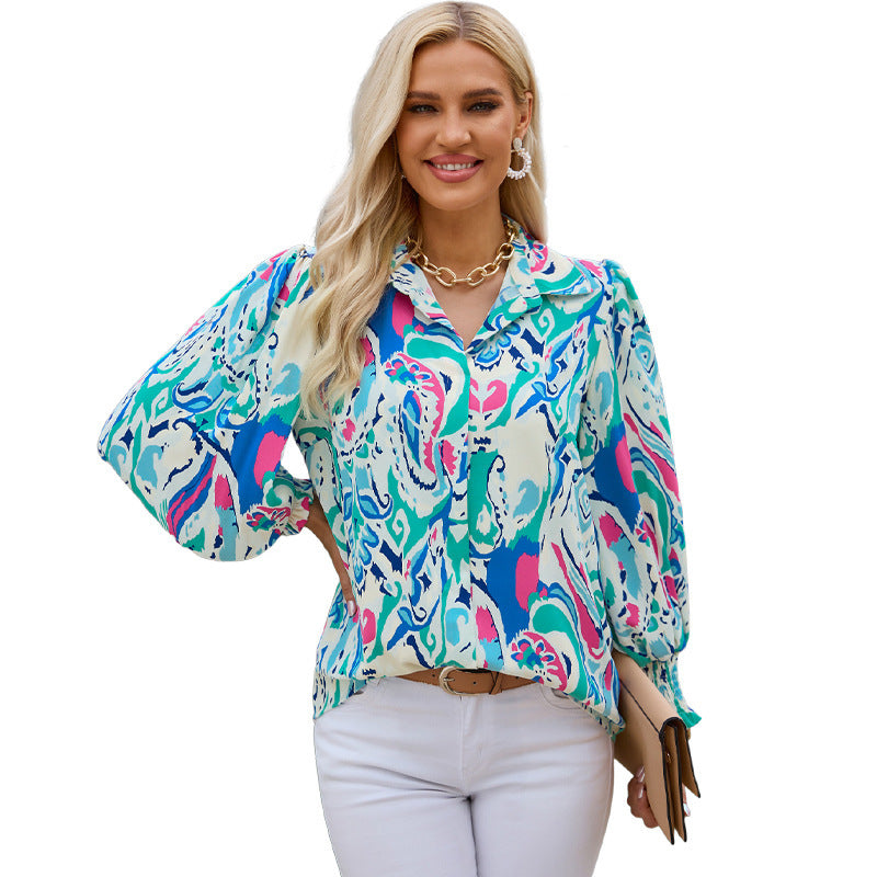 Women's National Fashion Chiffon Shirt - fizzle