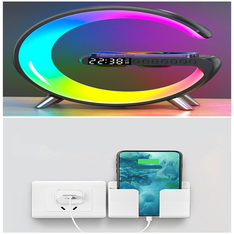 New Intelligent G Shaped LED Lamp Bluetooth Speake Wireless Charger Atmosphere Lamp App Control For Bedroom Home Decor - fizzle