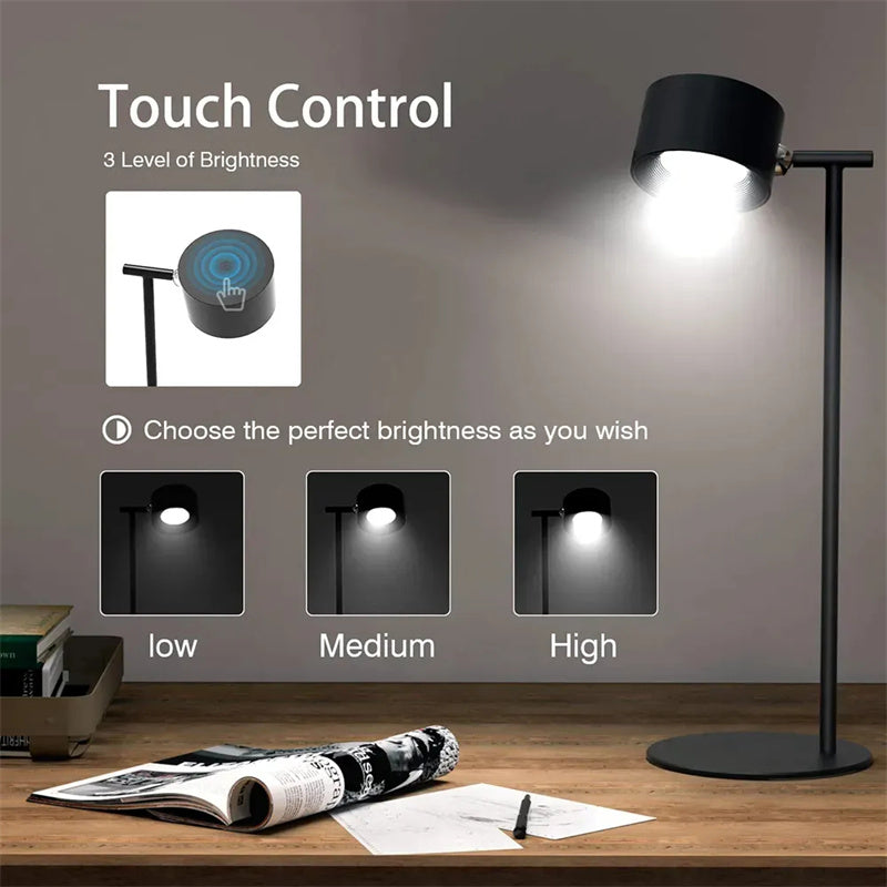 Magnetic Touchable LED USB Rechargeable Table Lamp 360 Rotate Cordless Remote Control Desk Lights Home Bedroom Wall Night Lamp - fizzle