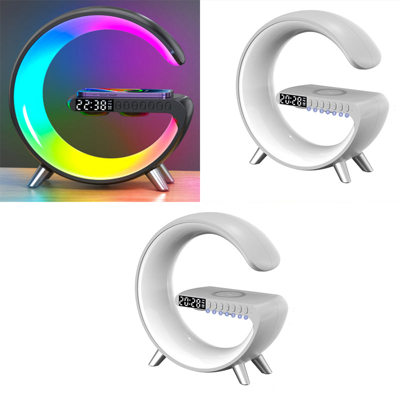 New Intelligent G Shaped LED Lamp Bluetooth Speake Wireless Charger Atmosphere Lamp App Control For Bedroom Home Decor - fizzle