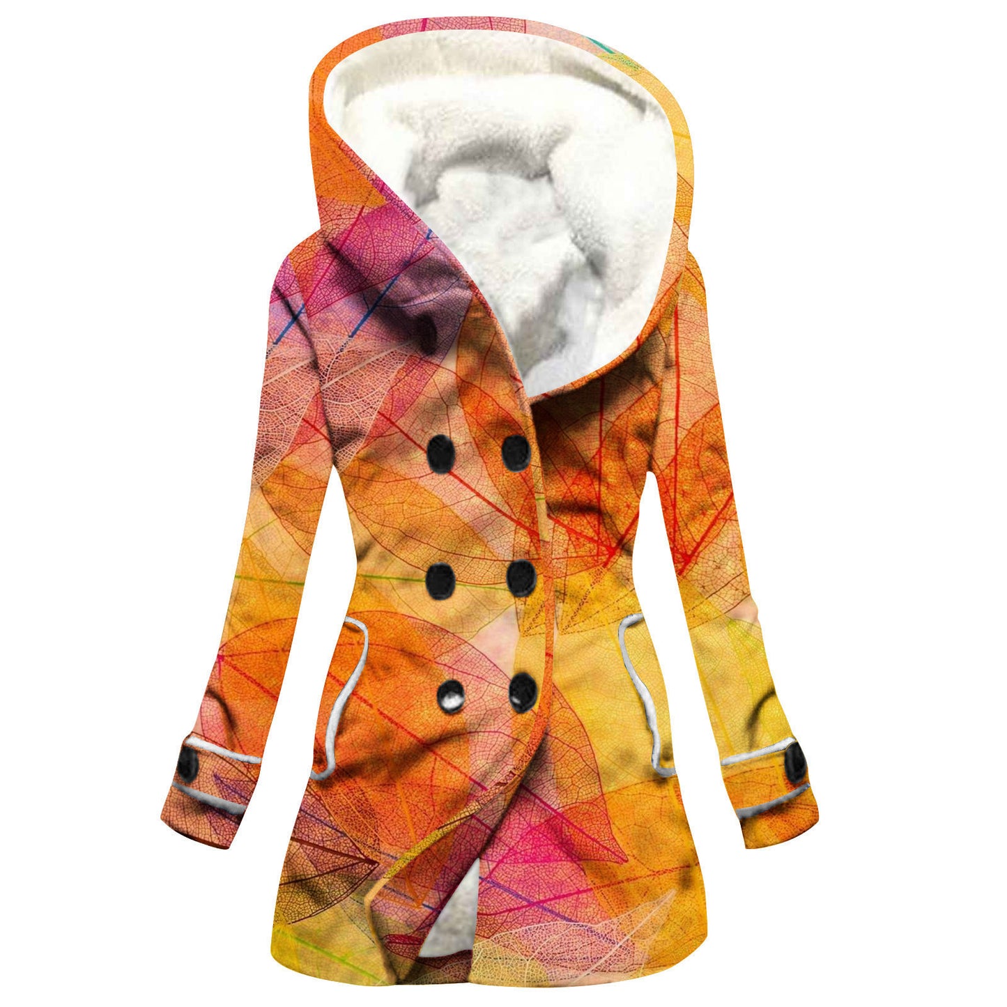 Women's Windbreaker Winter Thickened Stitching Floral Hooded