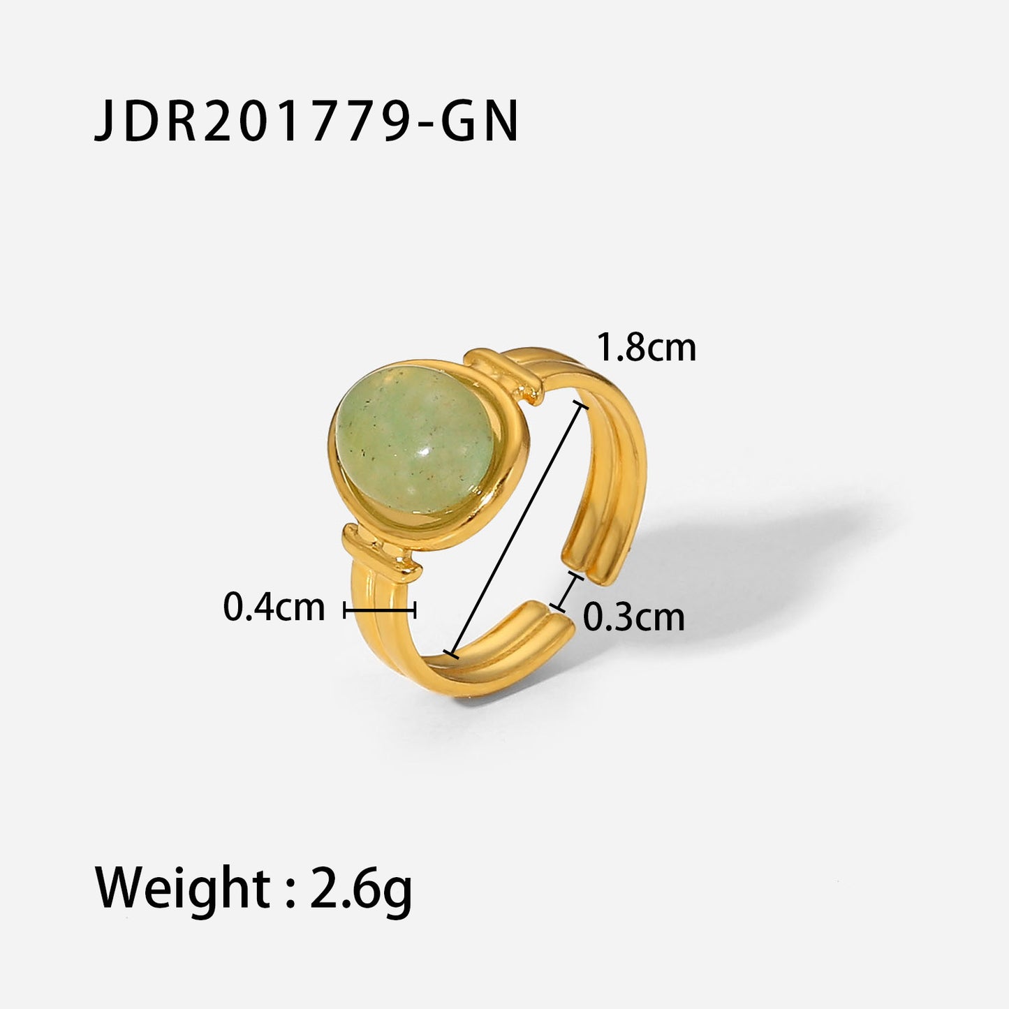 18K Gold Oval Semi-Precious Ring - fizzle