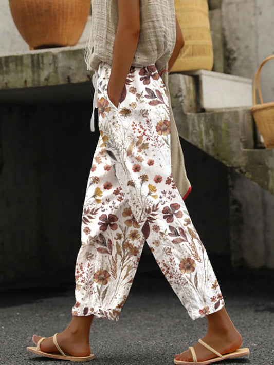 Stylish Printed Pattern Women's Ankle Banded Pants - fizzle