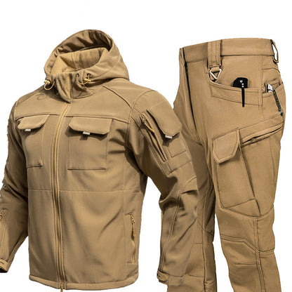 Autumn And Winter Fleece-lined Soft Shell Beetle Shell Jacket Suit - fizzle