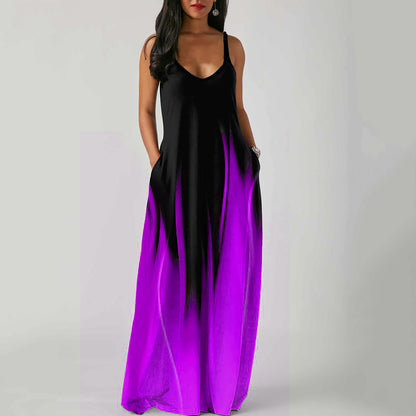 Strap-style Pocket-printed Dress