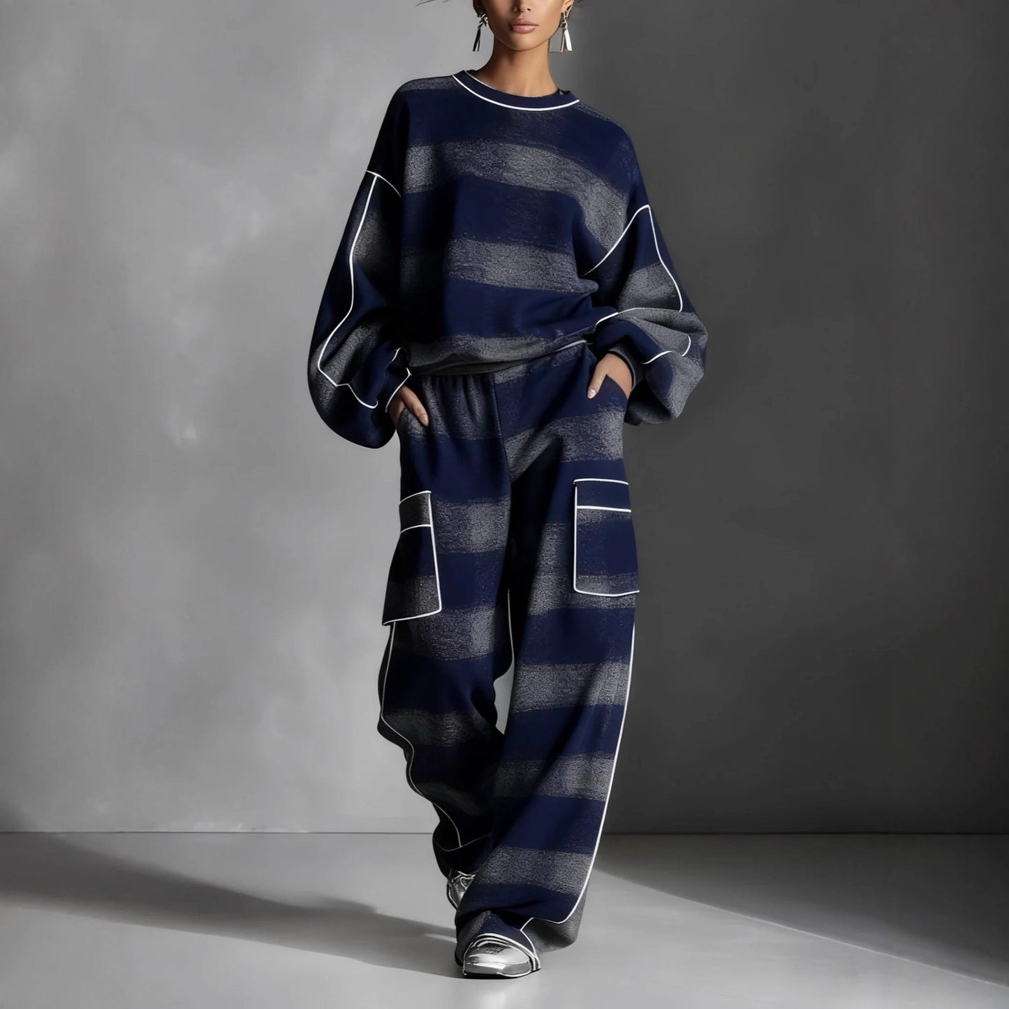 Womend Street Style Distressed Plaid Pantsuit With Contrasting Piping - fizzle