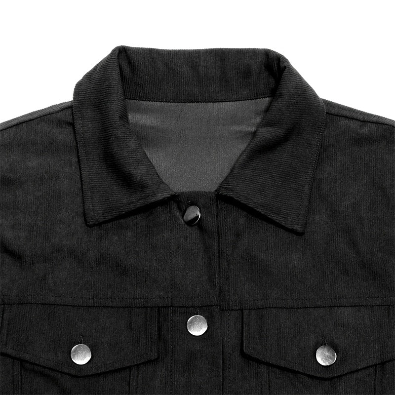 Women's Corduroy Long Sleeve Jacket - Casual Button-Up Coat With Flap Pockets, Fall & Spring Fashion Outerwear - fizzle