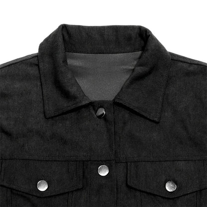 Women's Corduroy Long Sleeve Jacket - Casual Button-Up Coat With Flap Pockets, Fall & Spring Fashion Outerwear - fizzle