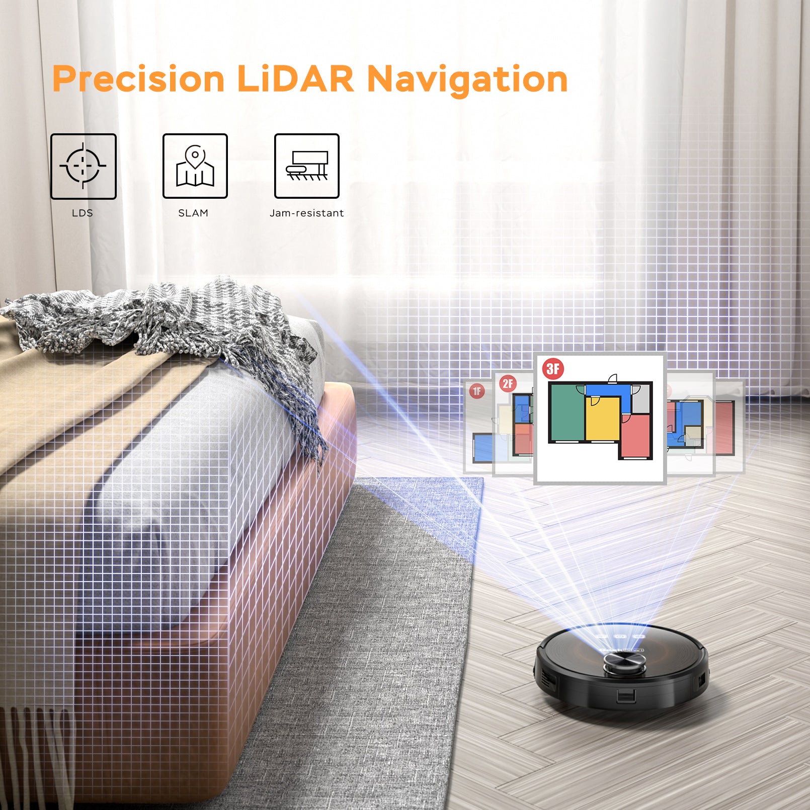 Geek Smart L8 Robot Vacuum Cleaner And Mop, LDS Navigation, Wi-Fi Connected APP, Selective Room Cleaning,MAX 2700 PA Suction, Ideal For Pets And Larger Home. - fizzle