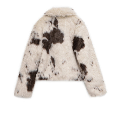 Fashion Temperament Women's Faux Fur Effect Animal Print Coat - fizzle