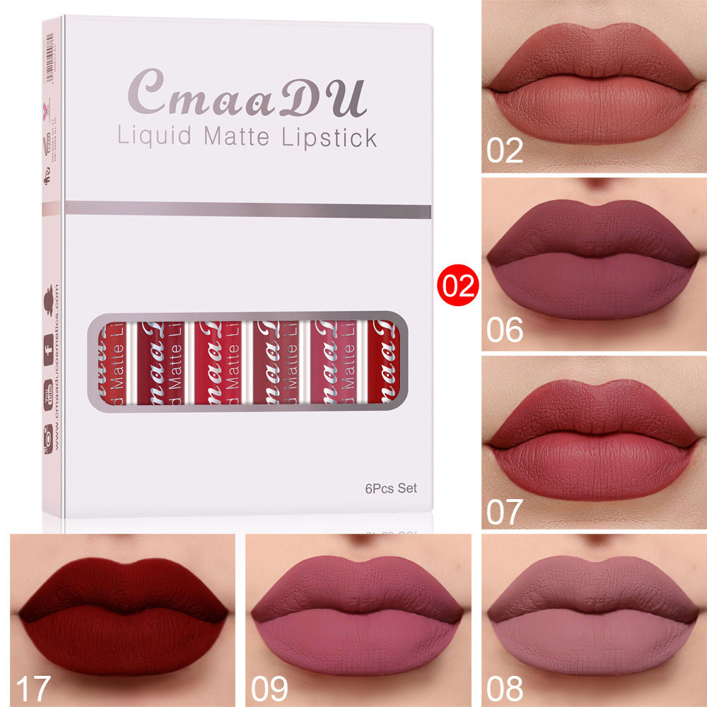 6 Boxes Of Matte Non-stick Cup Waterproof Lipstick Long Lasting Lip Gloss - fizzle