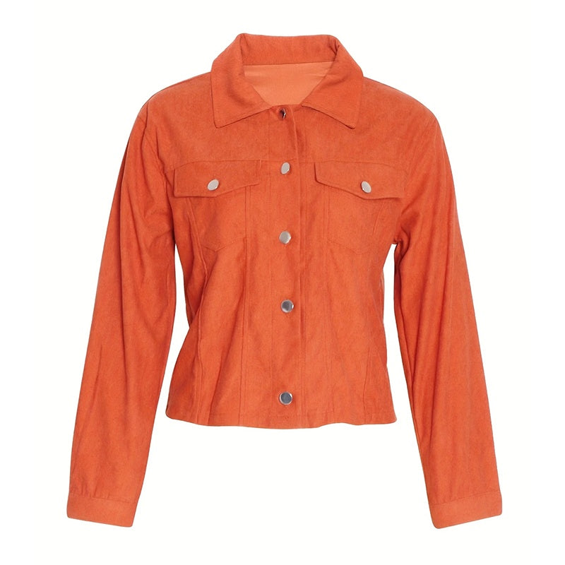 Women's Corduroy Long Sleeve Jacket - Casual Button-Up Coat With Flap Pockets, Fall & Spring Fashion Outerwear - fizzle