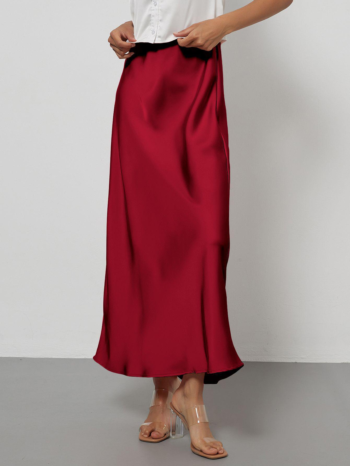 European And American Style Elegant Texture Satin Slimming Straight Mid-length Skirt - fizzle