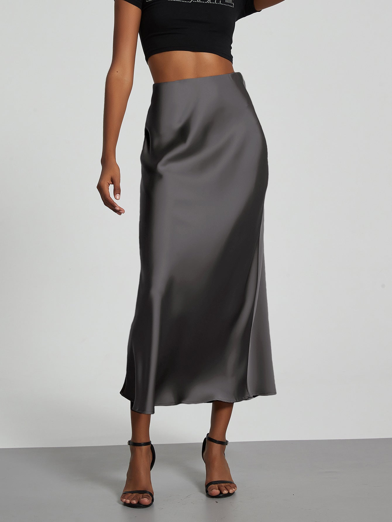 European And American Style Elegant Texture Satin Slimming Straight Mid-length Skirt - fizzle