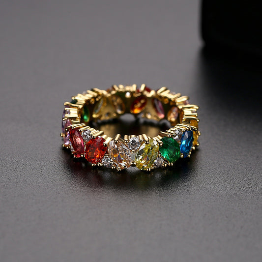 European And American Fashion Color Zircon Ladies Ring - fizzle