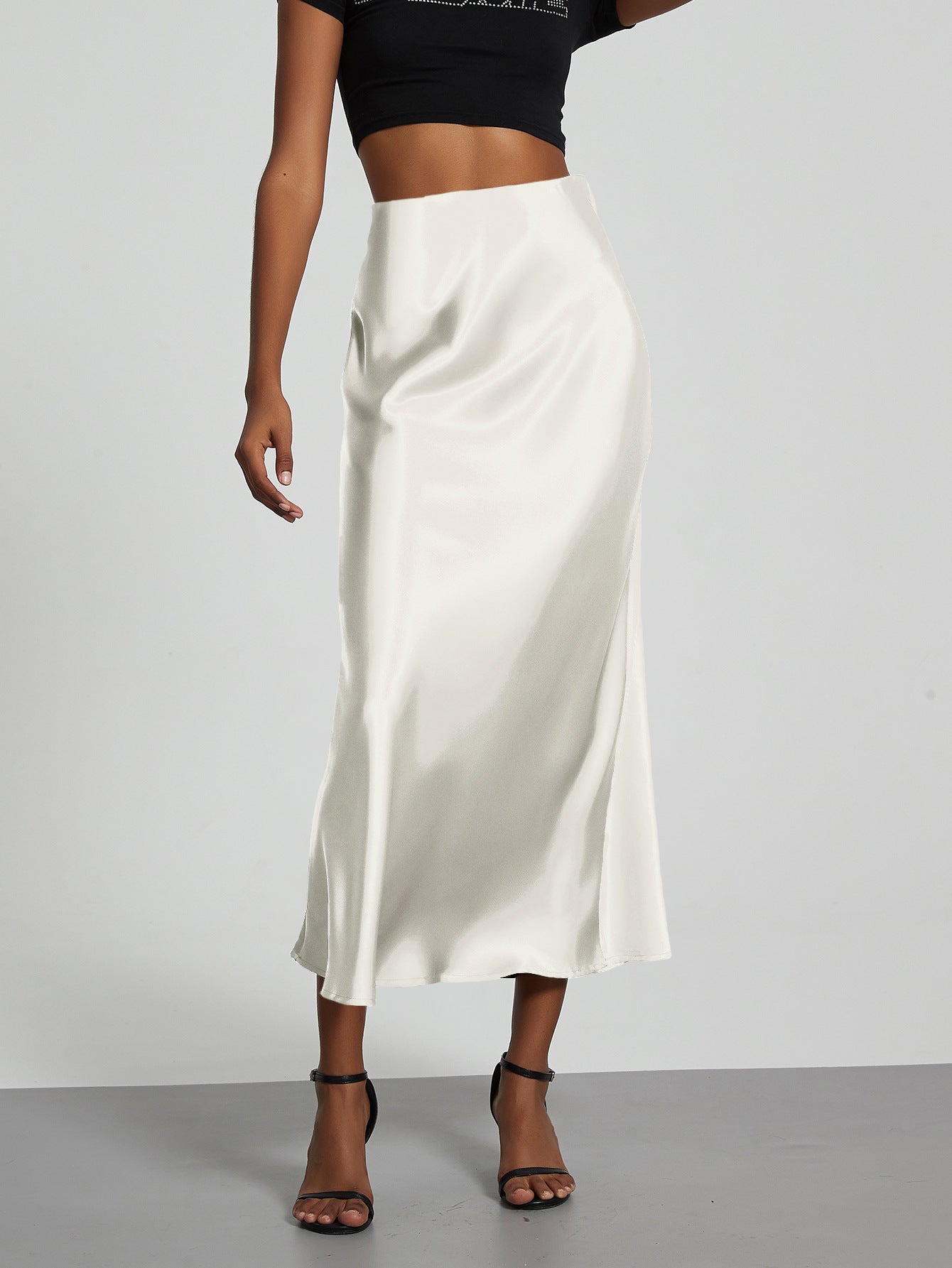 European And American Style Elegant Texture Satin Slimming Straight Mid-length Skirt - fizzle