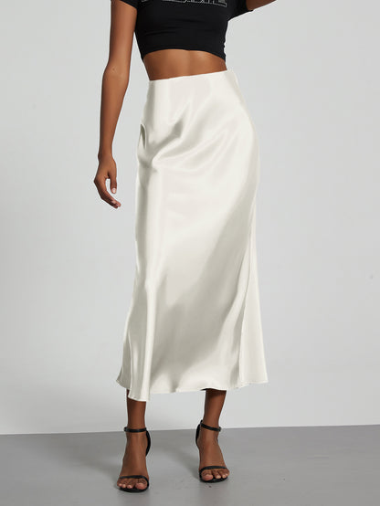 European And American Style Elegant Texture Satin Slimming Straight Mid-length Skirt - fizzle