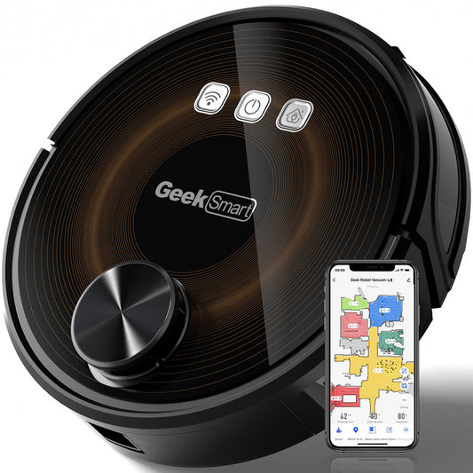 Geek Smart L8 Robot Vacuum Cleaner And Mop, LDS Navigation, Wi-Fi Connected APP, Selective Room Cleaning,MAX 2700 PA Suction, Ideal For Pets And Larger Home. - fizzle