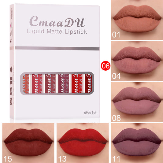 6 Boxes Of Matte Non-stick Cup Waterproof Lipstick Long Lasting Lip Gloss - fizzle