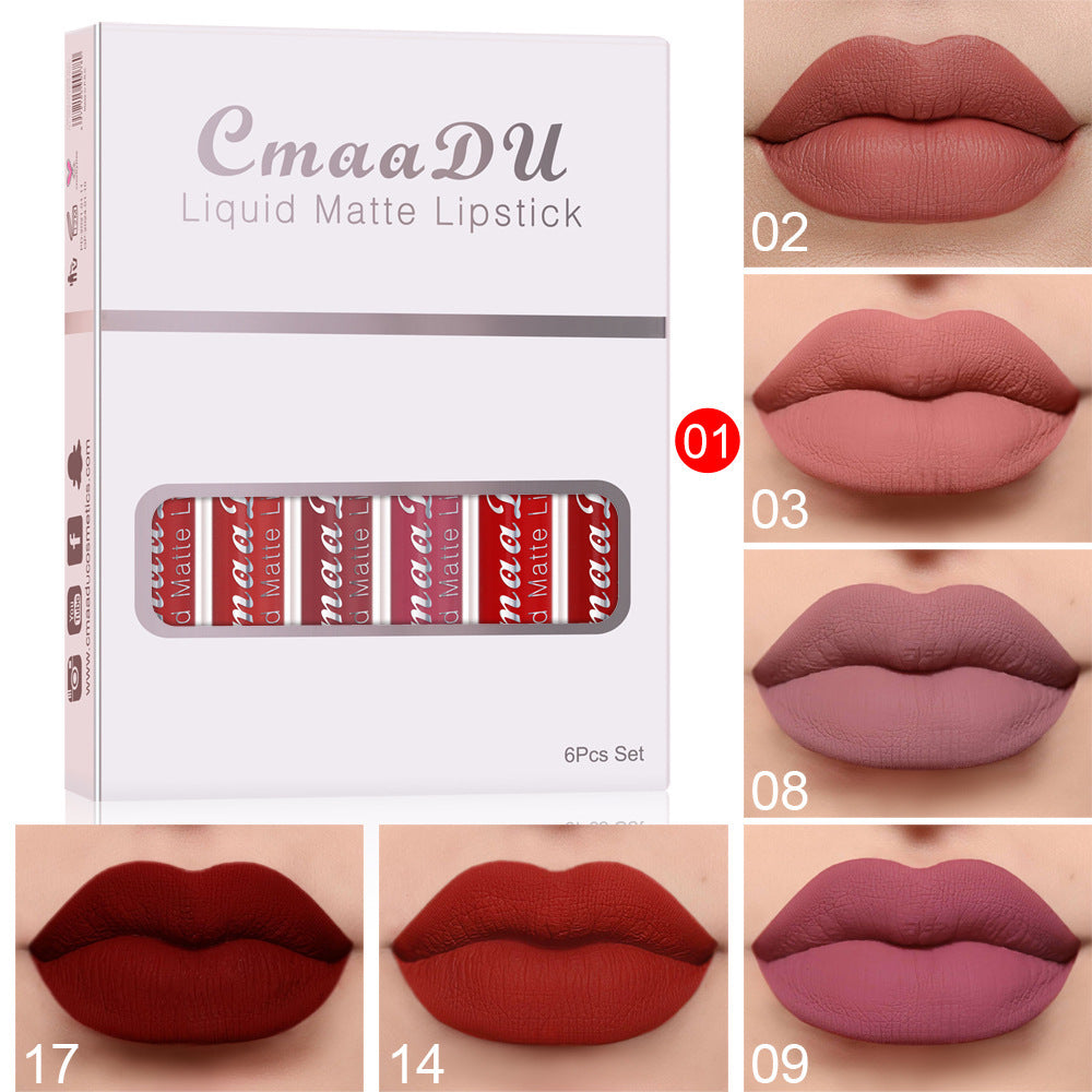 6 Boxes Of Matte Non-stick Cup Waterproof Lipstick Long Lasting Lip Gloss - fizzle
