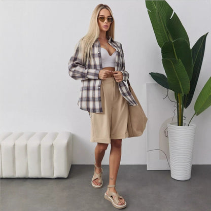 European And American Plaid Tup Cardigan - fizzle